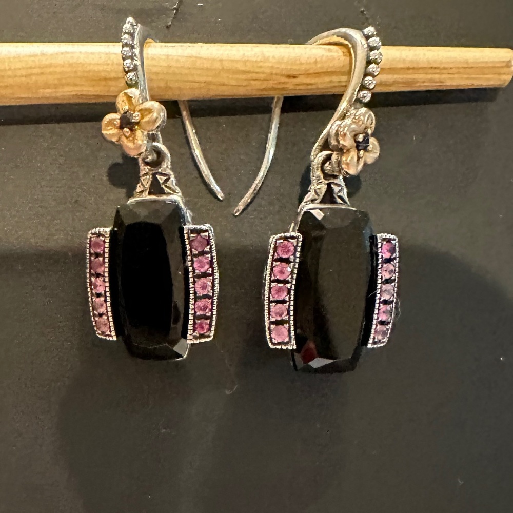 Barbara Bixby Sterling & 18K rose gold Onyx & Pink Sapphire Earrings